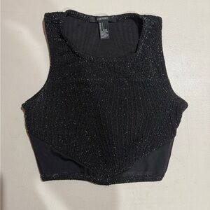 Forever 21 Black Glitter Crop Top